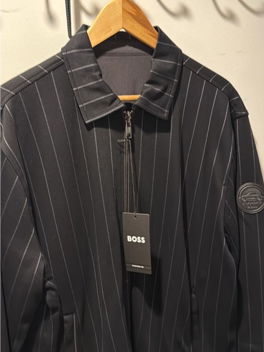 BOSS x Porsche Black Pinstripe Zip Jacket